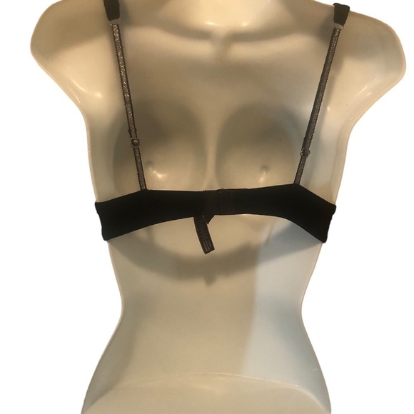 Victoria’s Secret Velvet Bralette Sz. S Black Padded Sparkle Adjustable  Straps - Picture 2 of 4